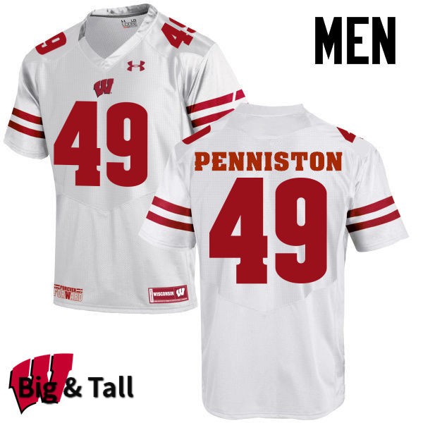 Wisconsin Badgers Men's #49 Kyle Penniston NCAA Under Armour Authentic White Big & Tall College Stitched Football Jersey KL40I11QQ